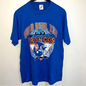 Vintage 1989 Denver Broncos Super Bowl Champions T-Shirt Jerzees Single Stitch